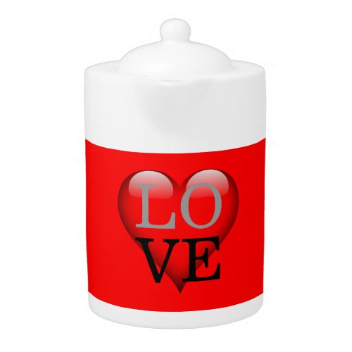 Red Background Love Wedding Heart Teapot