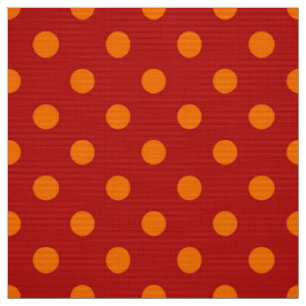 Red Background Orange Polka Dots Design  Fabric