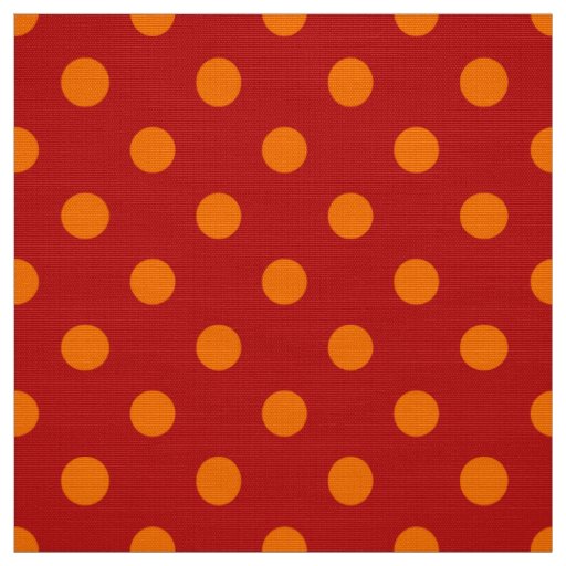 Red Background Orange Polka Dots Design  Fabric