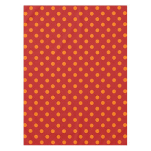 Red Background Orange Polka Dots Design Tablecloth