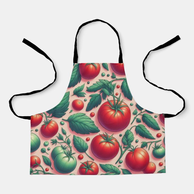 Red Background Tomatoe Apron (Front)