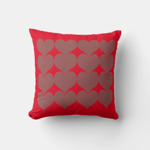 Red Background Wedding Marsala Heart Patterns Throw Pillow
