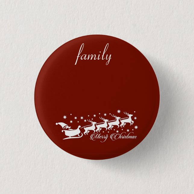 Red Background with Santa Claus and Reindeer Button (Front)