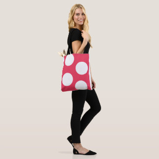 Red Background with White Circles. Polka Dot Tote Bag