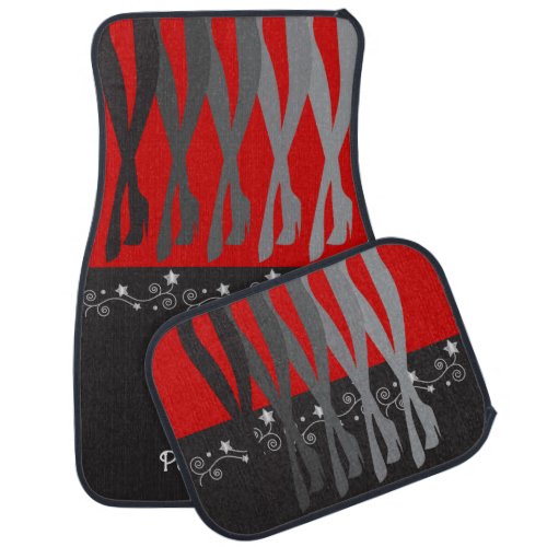 Red Background with Women Legs Car Floor Mat
