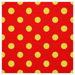 Red Background Yellow Polka Dots Design  Fabric