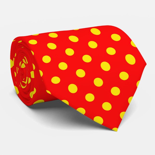 Red Background Yellow Polka Dots Design  Neck Tie (Creator Uploaded)