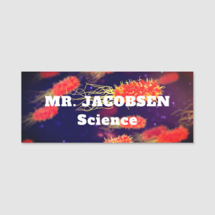 Red Bacteria Science Teacher Name Tag