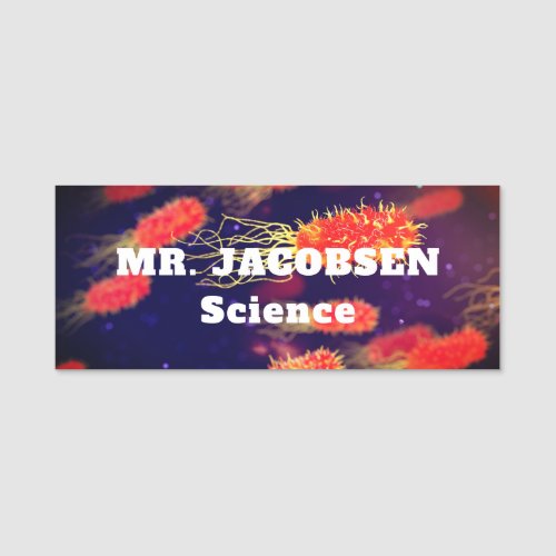 Red Bacteria Science Teacher  Name Tag