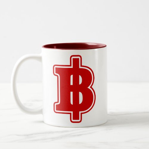 RED BAHT SIGN  Thai Money Currency  Two_Tone Coffee Mug