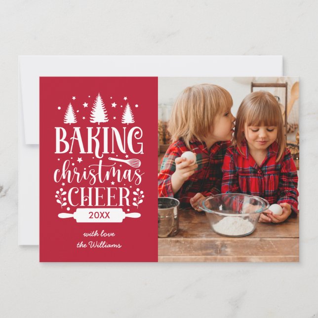 RED | BAKING CHRISTMAS CHEER SINGLE PHOTO HOLIDAY CARD (Front)