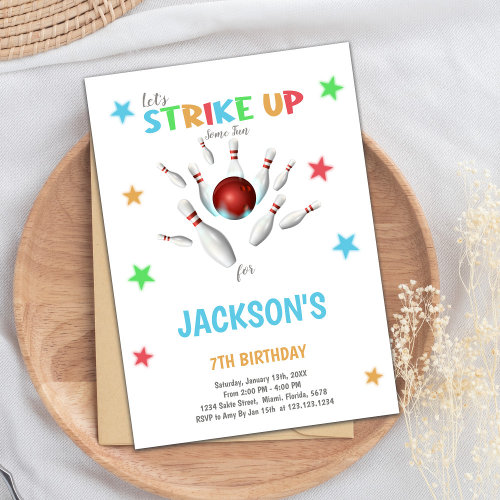 Red Ball Bowling Birthday Invitations