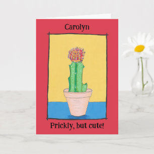 Red ball cactus, prickly but cute, your name card