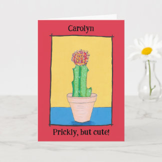 Red ball cactus, prickly but cute, your name card