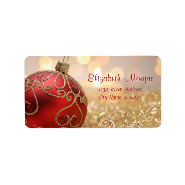  Red Ball Gold Bokeh Label (Front)