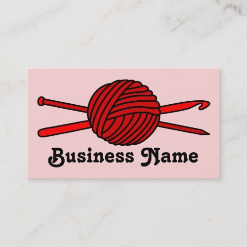 Red Ball of Yarn Knit  Crochet Business Card