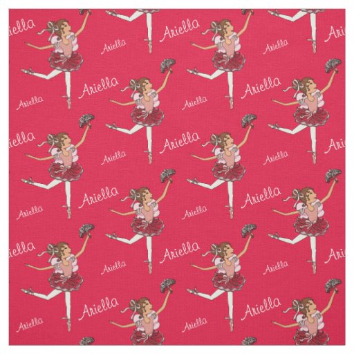 Red ballerina dark hair girl custom fabric