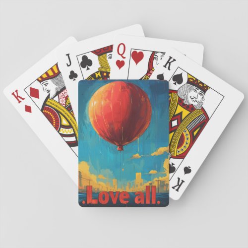 red ballon playing cards