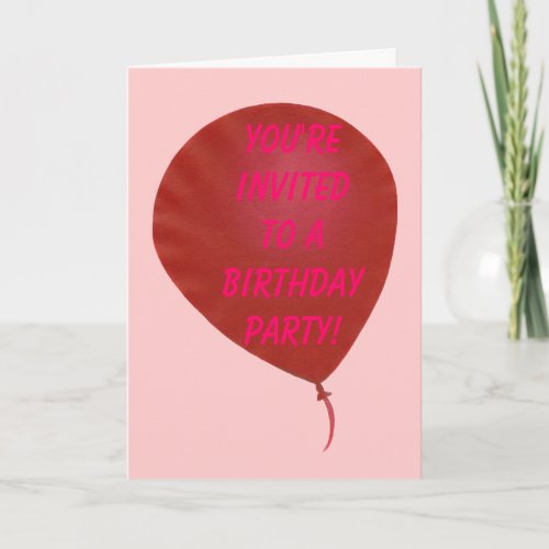 Red Balloon Birthday Party Invitation Cards