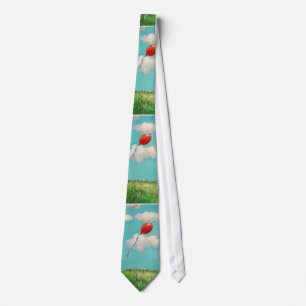 Red Balloon - blue sky beautiful day art Neck Tie
