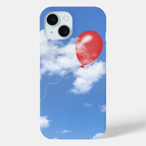 Red Balloon In Clouds iPhone 15 Case
