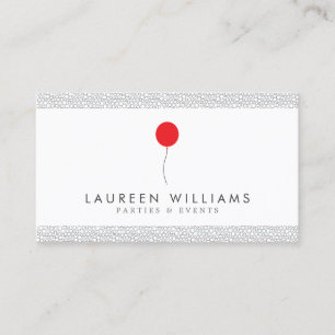 Red Balloon Logo for Event Planner, Party Planner Business Card