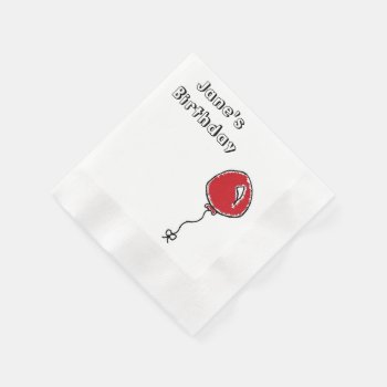 Red Balloon Party Decoration Cartoon Paper Napkins by CorgisandThings at Zazzle
