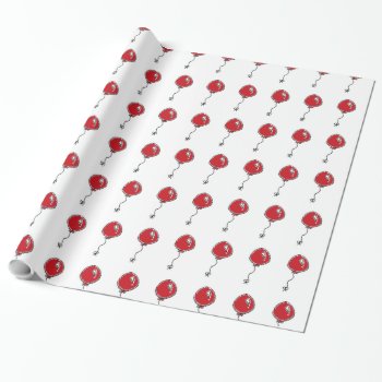 Red Balloon Party Decoration Cartoon Wrapping Paper by CorgisandThings at Zazzle