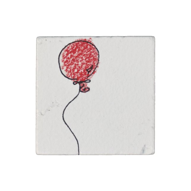 Red Balloon  Stone Magnet (Front)