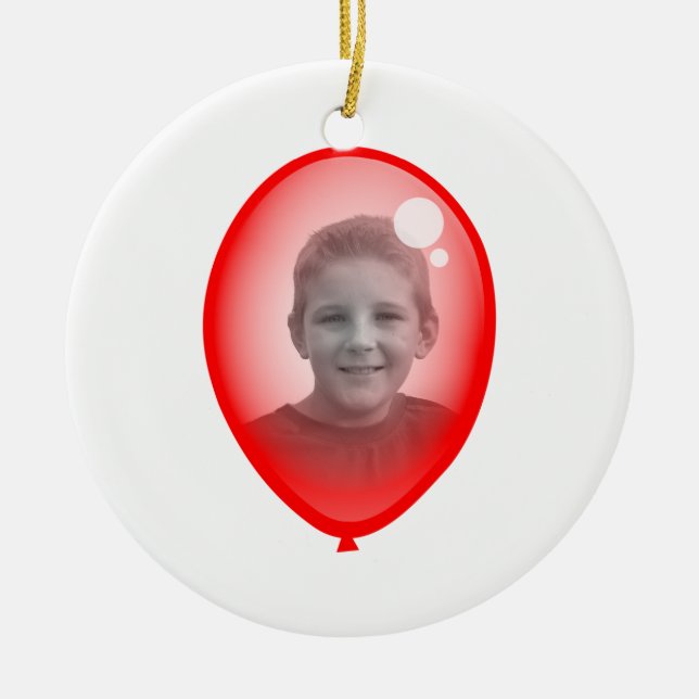 Red Balloon Template Ceramic Ornament (Front)