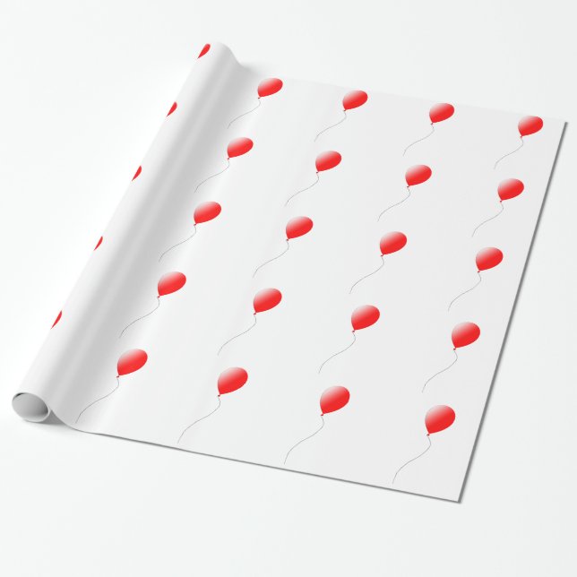 Red Balloon Wrapping Paper (Unrolled)