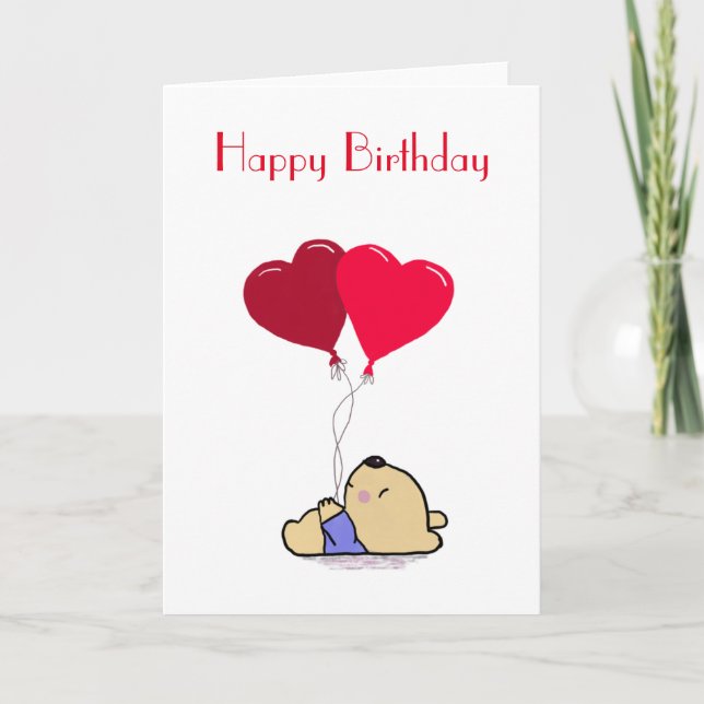 Red Balloons Birthday  Card (Front)