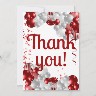 Red Balloons Birthday Thank You Card