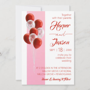 Red Balloons. Elegant wedding card