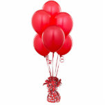 Red Balloons Pin Statuette<br><div class="desc">Acrylic photo sculpture pin of a bouquet of red balloons tied with red ribbons and anchored to a balloon weight wrapped with red foil with silver hearts. See matching acrylic photo sculpture magnet, ornament and sculpture. See the entire Valentine's Day Buttons & Pins collection in the SPECIAL TOUCHES | Party...</div>