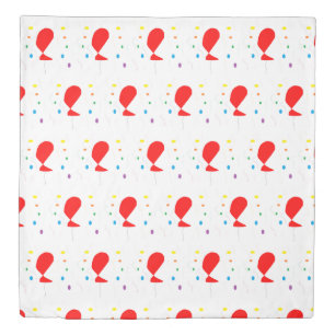 Red balloons with colorful confetti pattern duvet cover