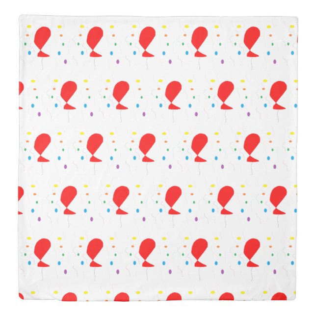 Red balloons with colorful confetti pattern duvet cover (Front)