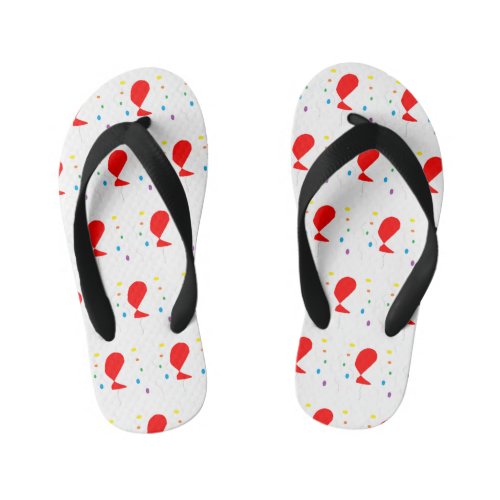 Red balloons with colorful confetti pattern kids flip flops