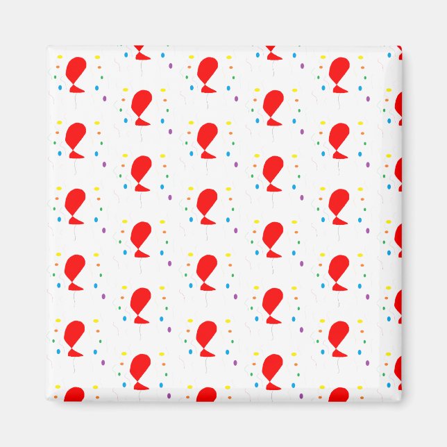 Red balloons with colorful confetti pattern magnet (Front)