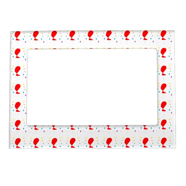 Red balloons with colorful confetti pattern magnetic frame (Front)