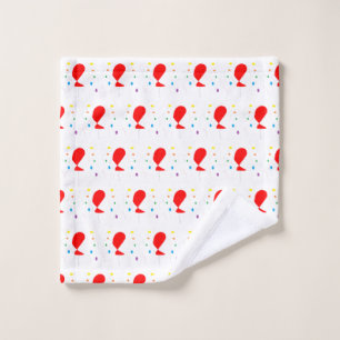 Red balloons with colorful confetti pattern wash cloth