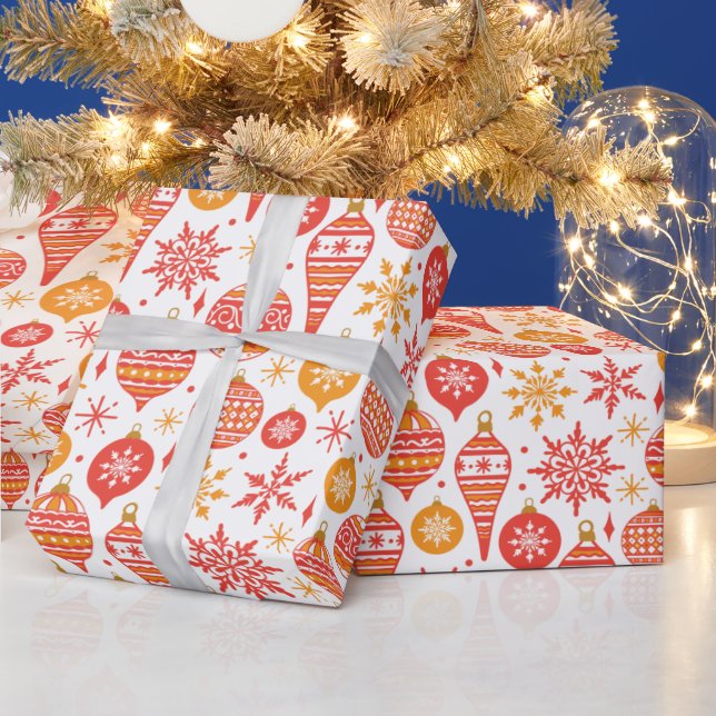 Red balls Christmas theme pattern  Wrapping Paper (Holidays)