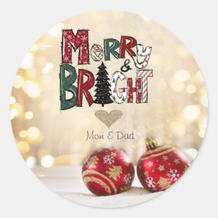 Red Balls Merry and Bright Classic Round Sticker