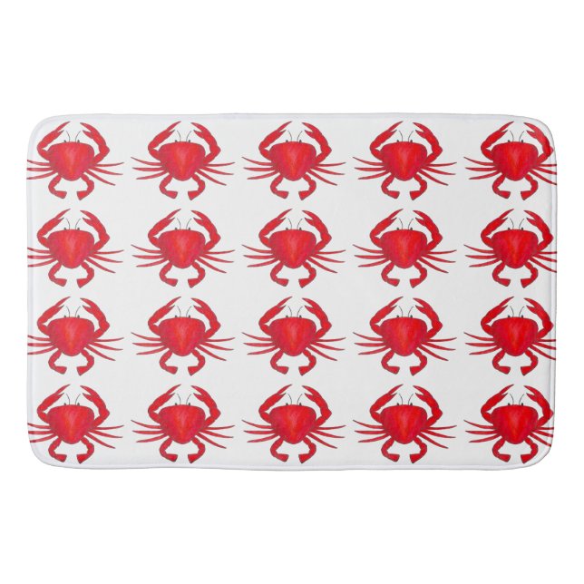 Red Baltimore Maryland Beach Bay Crab Seafood Bathroom Mat (Front)