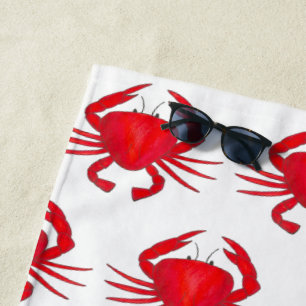 Red Baltimore Maryland Crab Beach Ocean Seafood Towel
