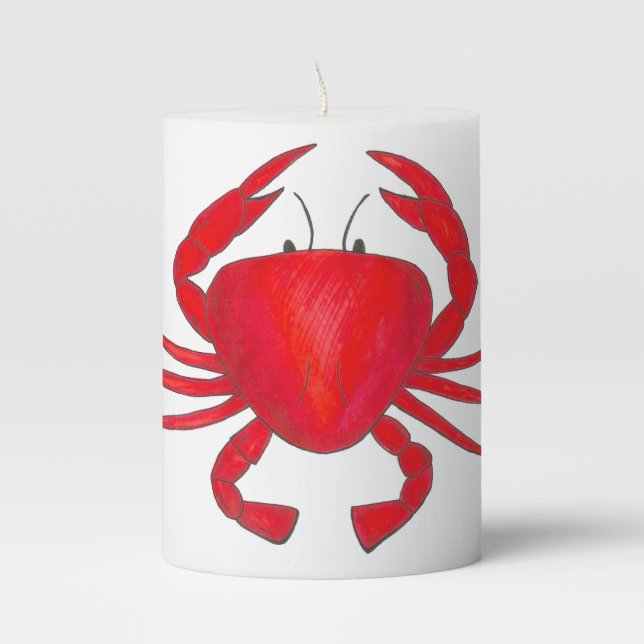 Red Baltimore Maryland MD Chesapeake Bay Crabs Pillar Candle (Front)