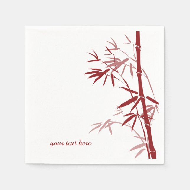Red Bamboo Custom Paper Napkin Set (Front)