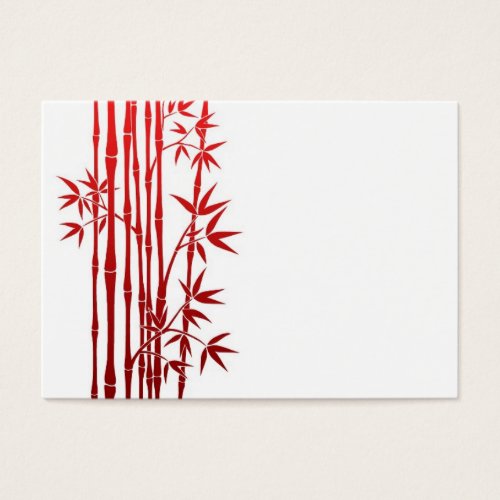 Red Bamboo Sticks with Leaves on White Business Card Template