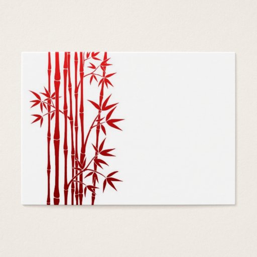 Customizable Red Bamboo Sticks with Leaves on White Business Card Template