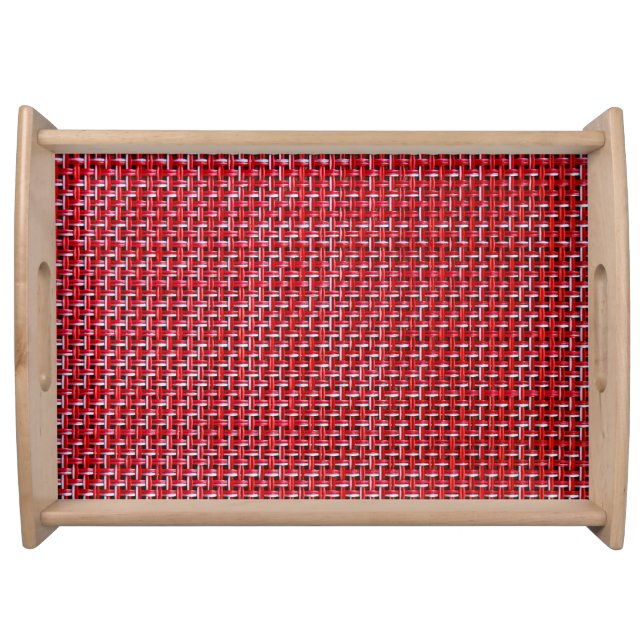 Red Bamboo Wicker Rattan Texture Serving Tray (Front)
